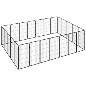 24-Panel Dog Playpen Black 19.7"x39.4" Powder-coated Steel